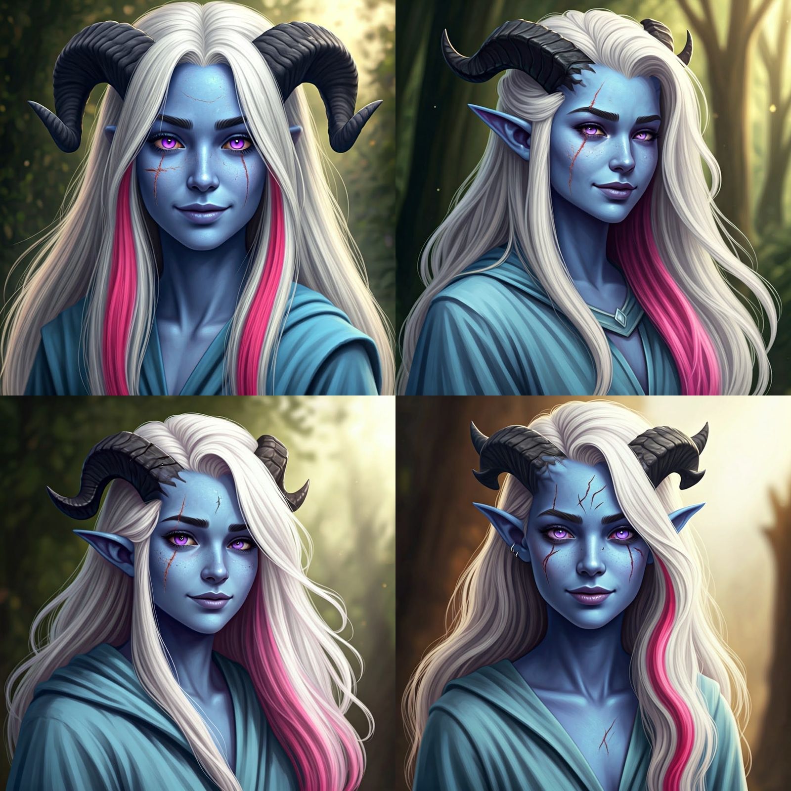 Tiefling Cleric Portrait with Broken Horns