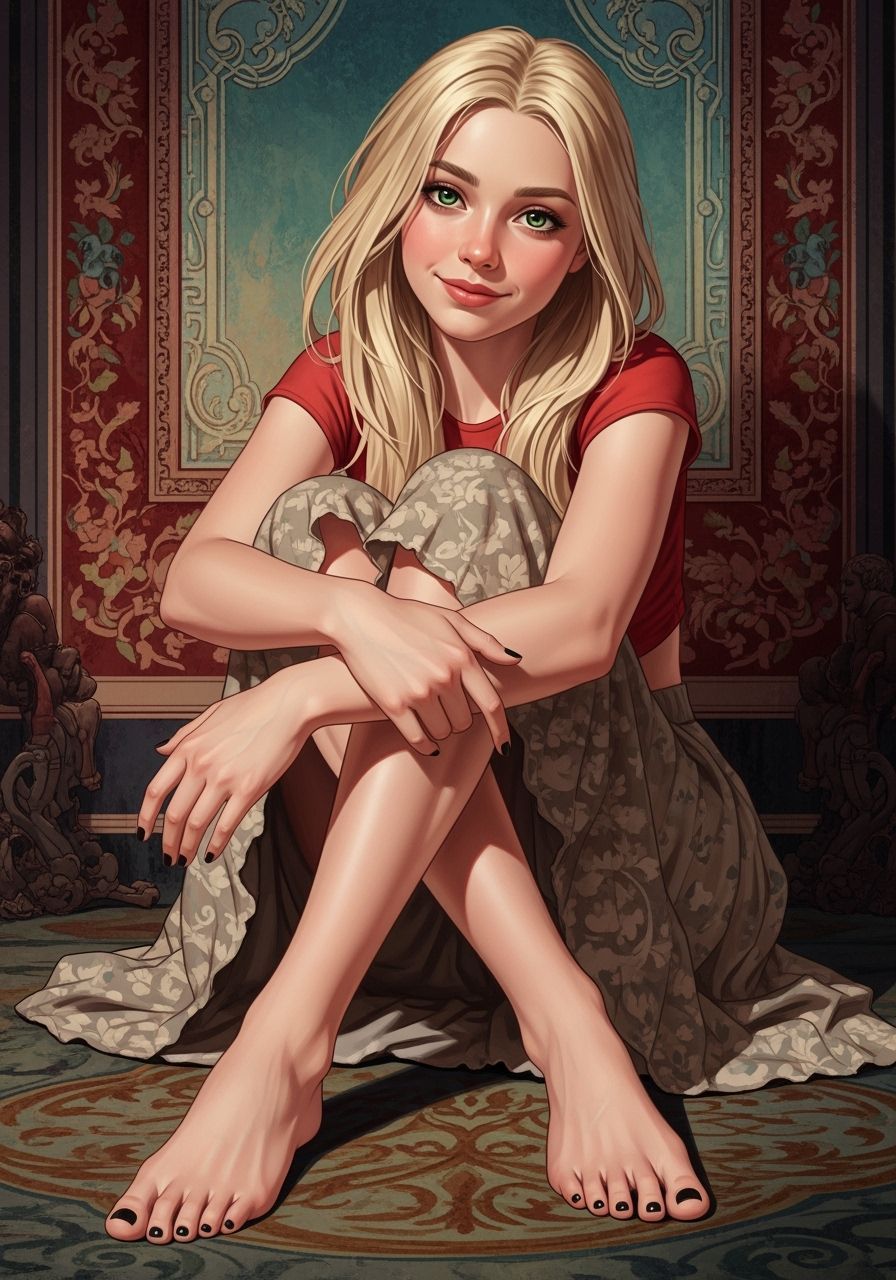 Victorian Girl with Green Eyes in Hyperrealistic Style