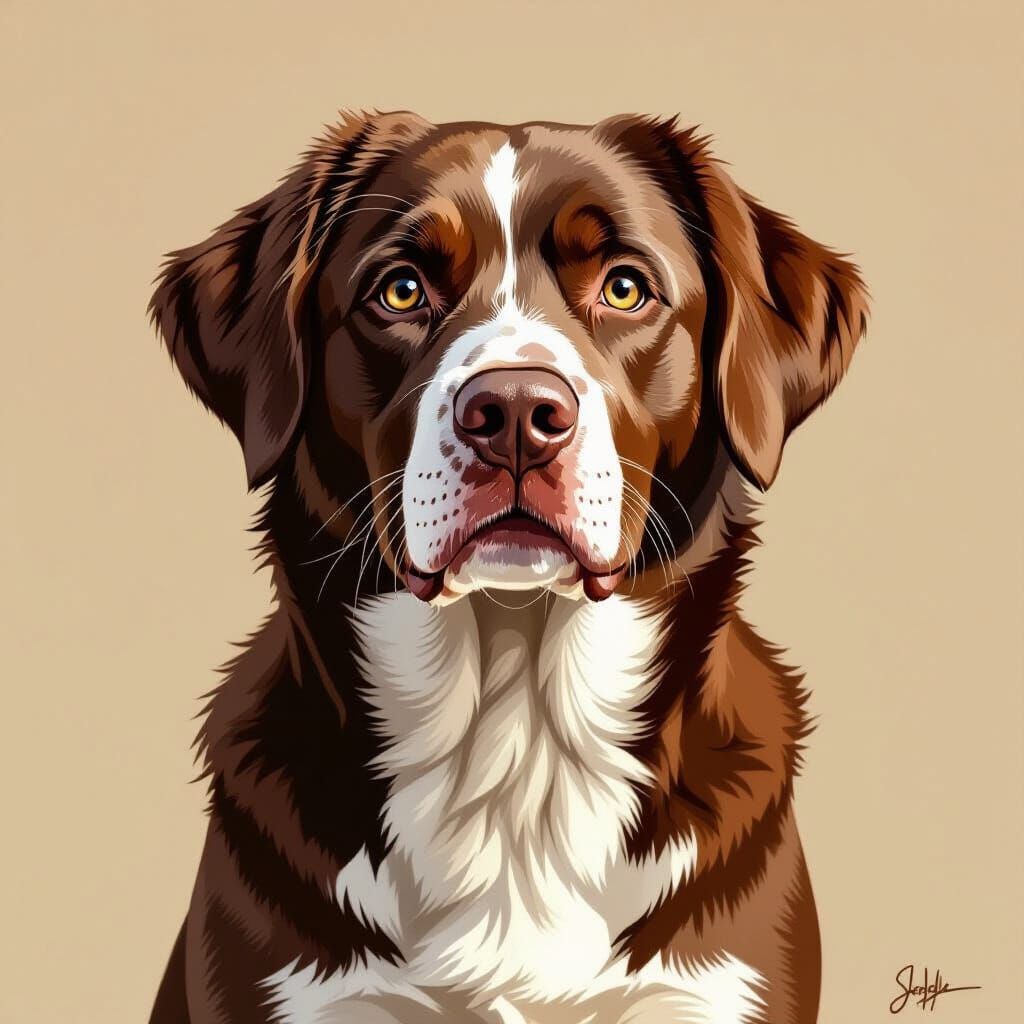 Chocolate Labrador in Digital Painting Style