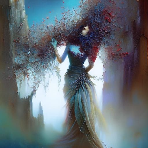 Sunlit Mist Billows Through Rose-Covered Ruins