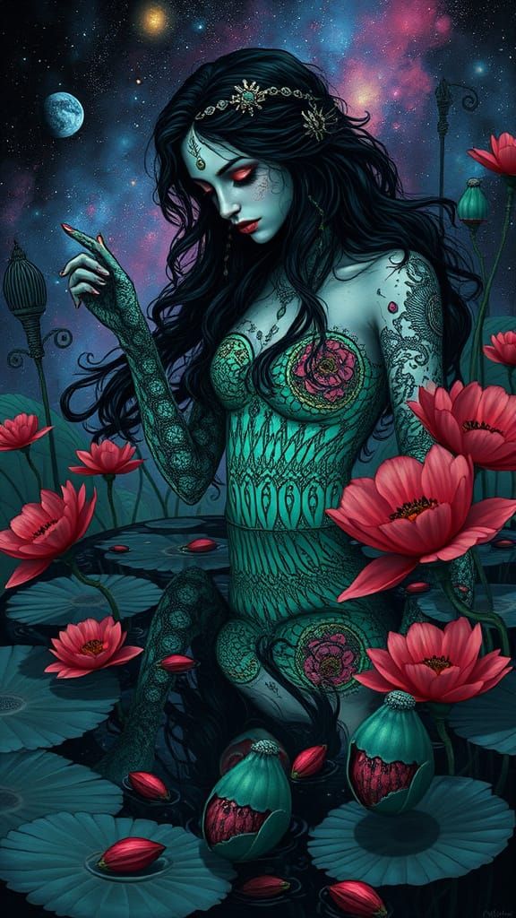 Bioluminescent Medusa in Dark Fantasy Style