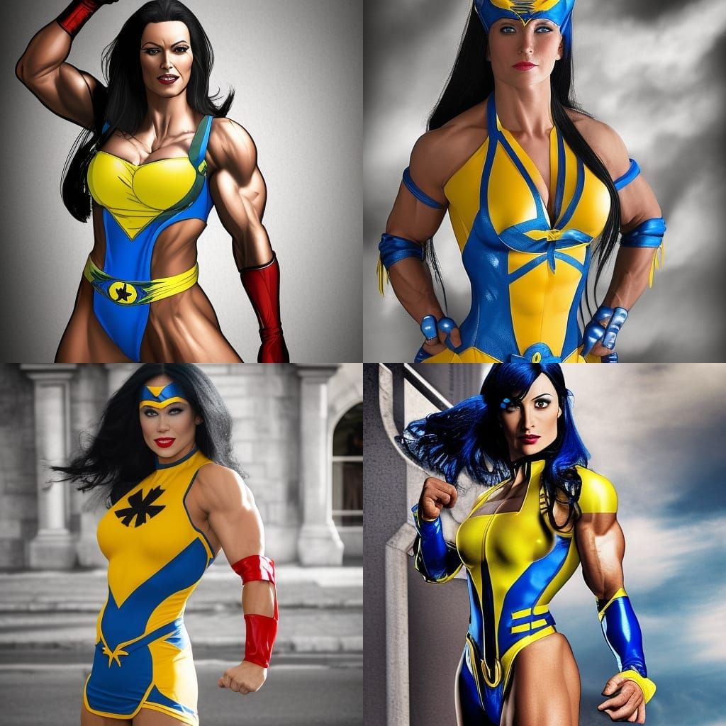 Muscular Superheroine in Iconic Costume: 3D Digital Art