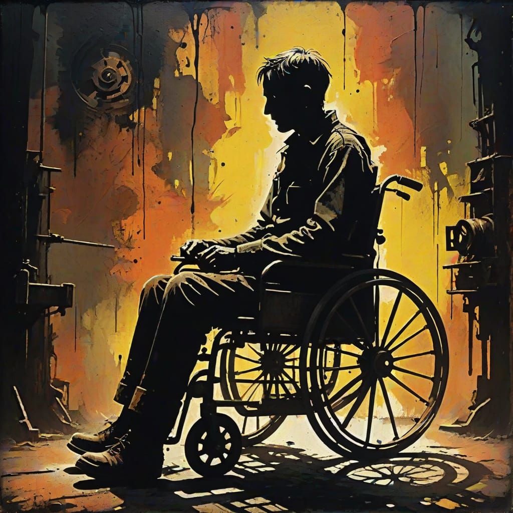 German Expressionist Portrait of Person in Wheelchair with I...