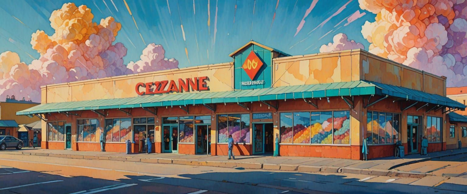 Surreal Supermarket in Gouache Style