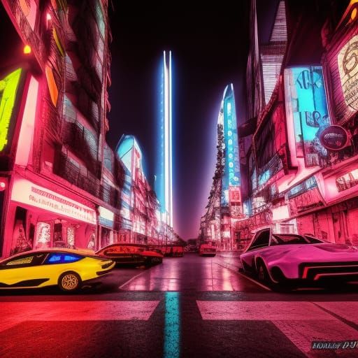 Cyberpunk Paris in Steampunk Style, Neon Future