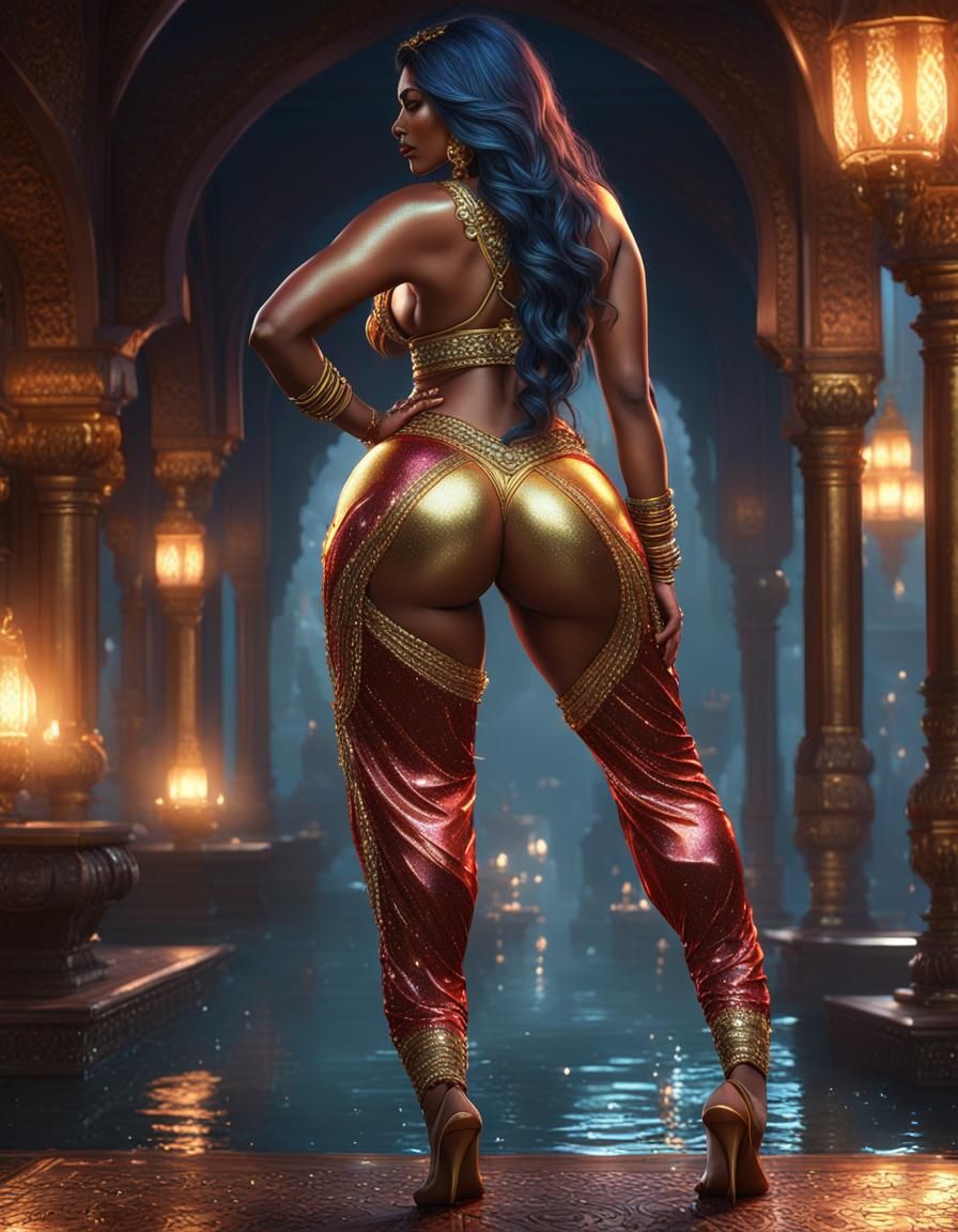 Fantasy Woman in Sparkly Trousers, Detailed Art