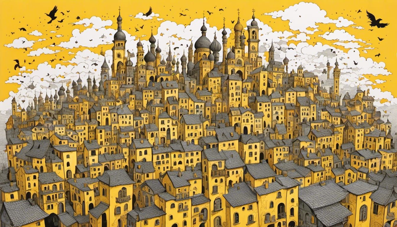 Silhouette of a Yellow Cityscape