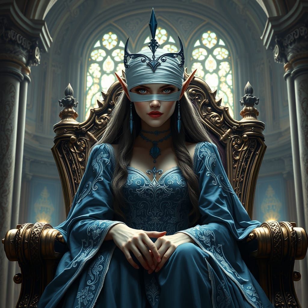 High-Elf Queen in Throne Room Art