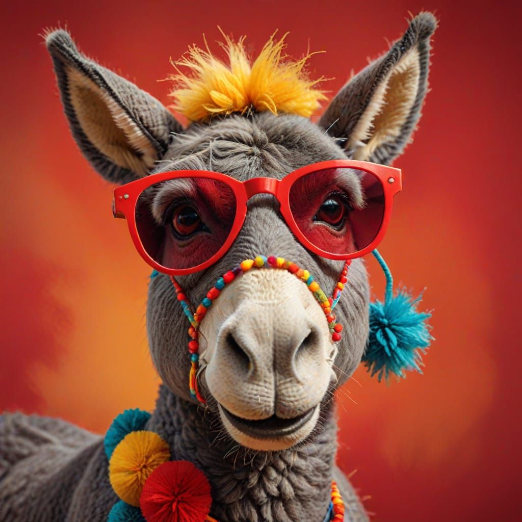 Pop Art Portrait of a Vintage Toy Donkey