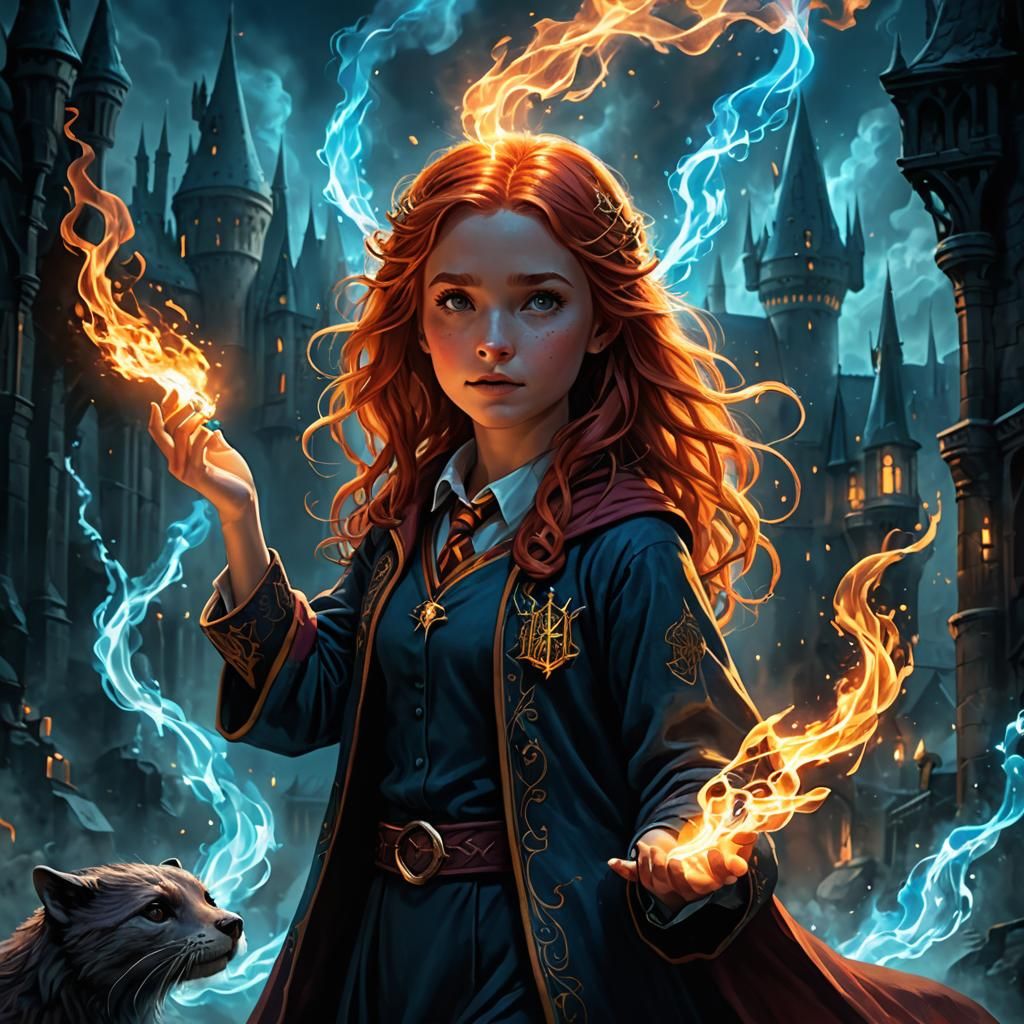 Fiery Runes and Otter Patronus in Hogwarts