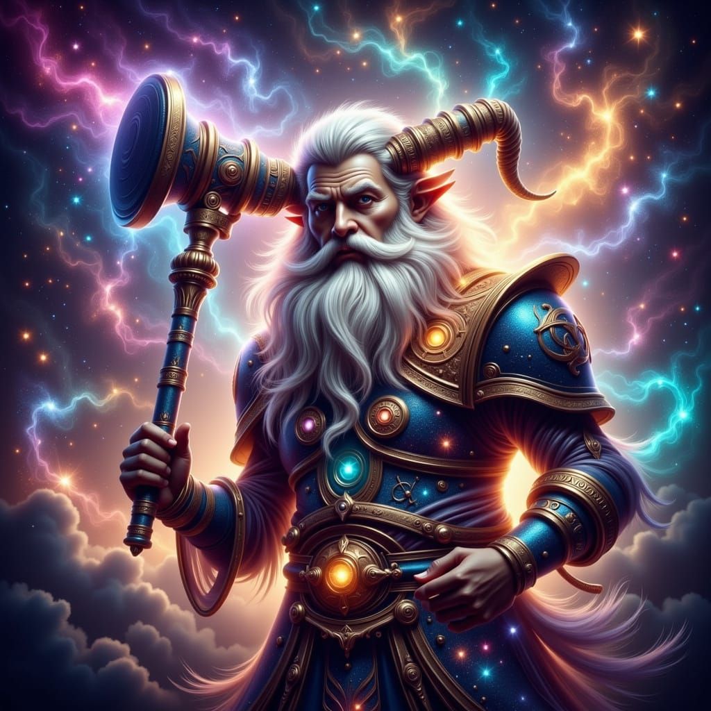 Celestial Dwarf Crafts Starry Masterpiece in Nebula Forge