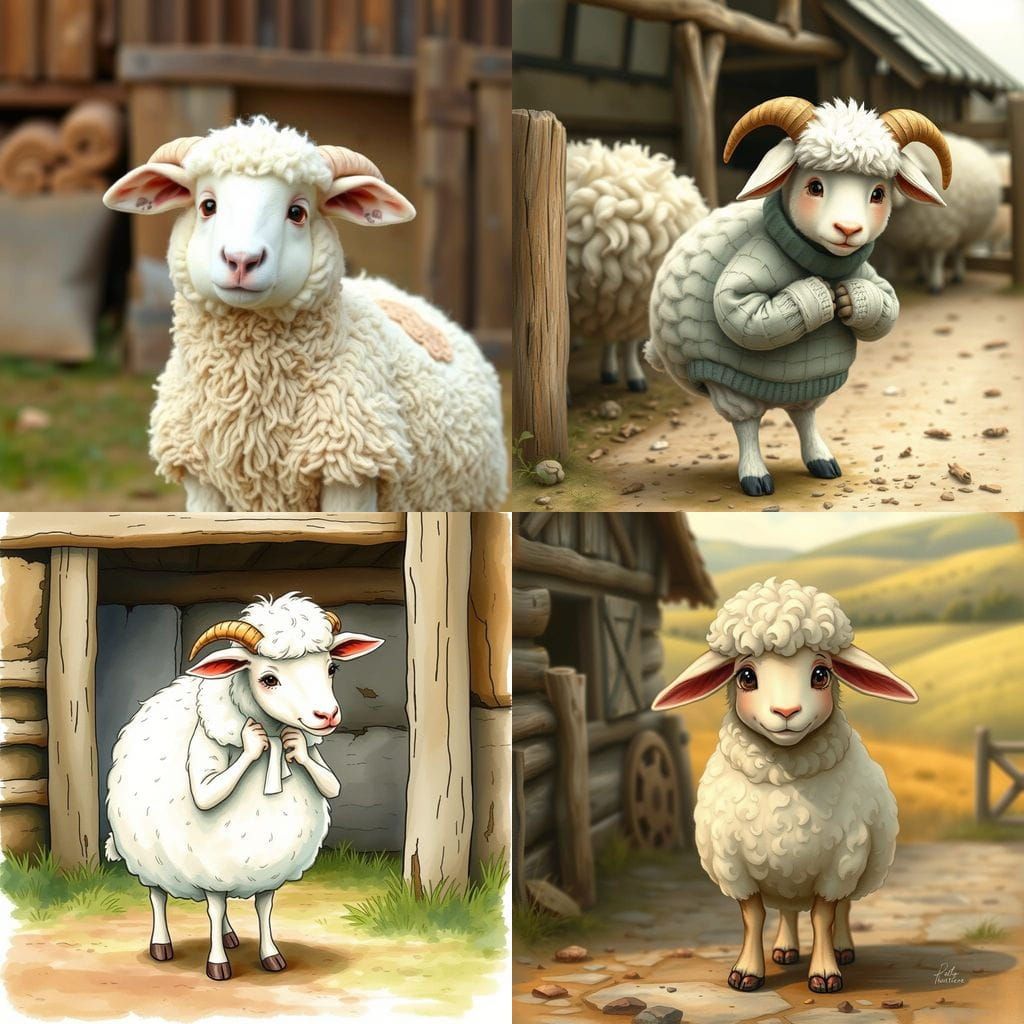 Nervous Dolly Sheep After Haircut: AI Interpretation