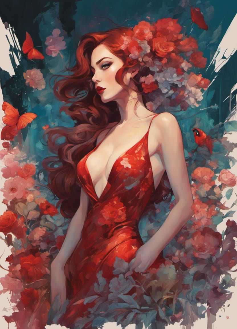 Jessica Rabbit Portrait in Detailed Speedpaint Style