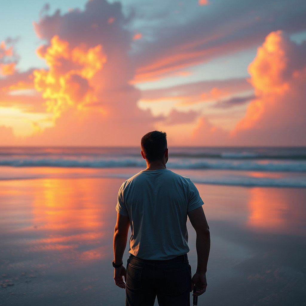 Handsome Man on Beach: Fantasy Concept Art