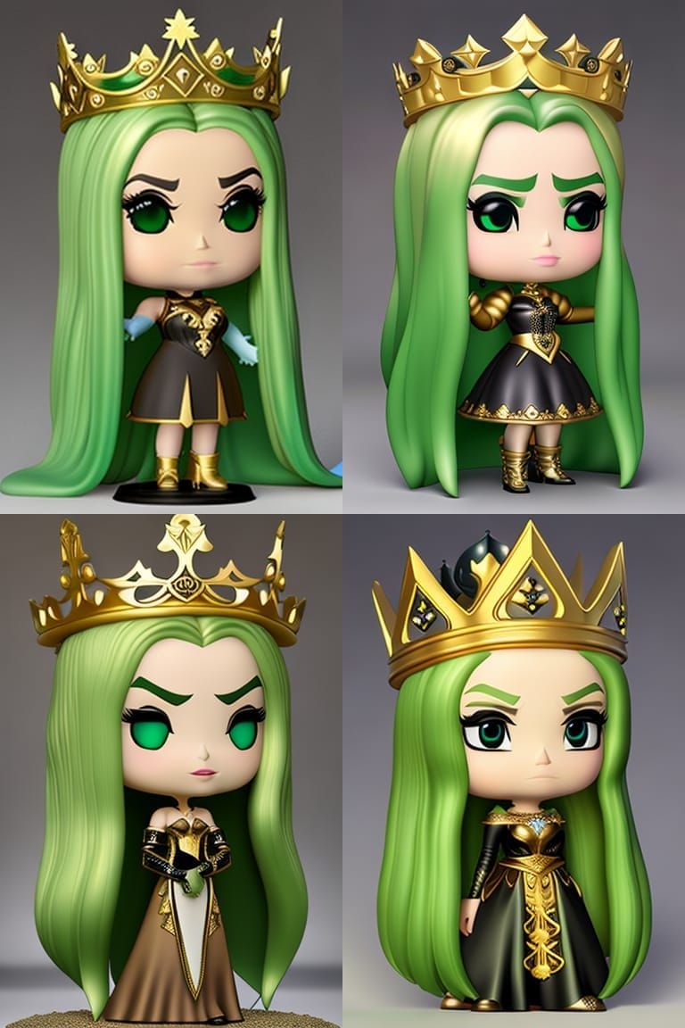 Cute Chibi Funko Pop with Green Gradient Hair