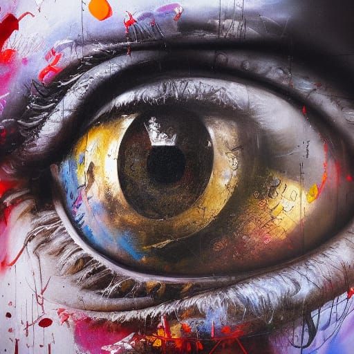 Surreal Eye Contraption: Hyperrealistic Oil Painting
