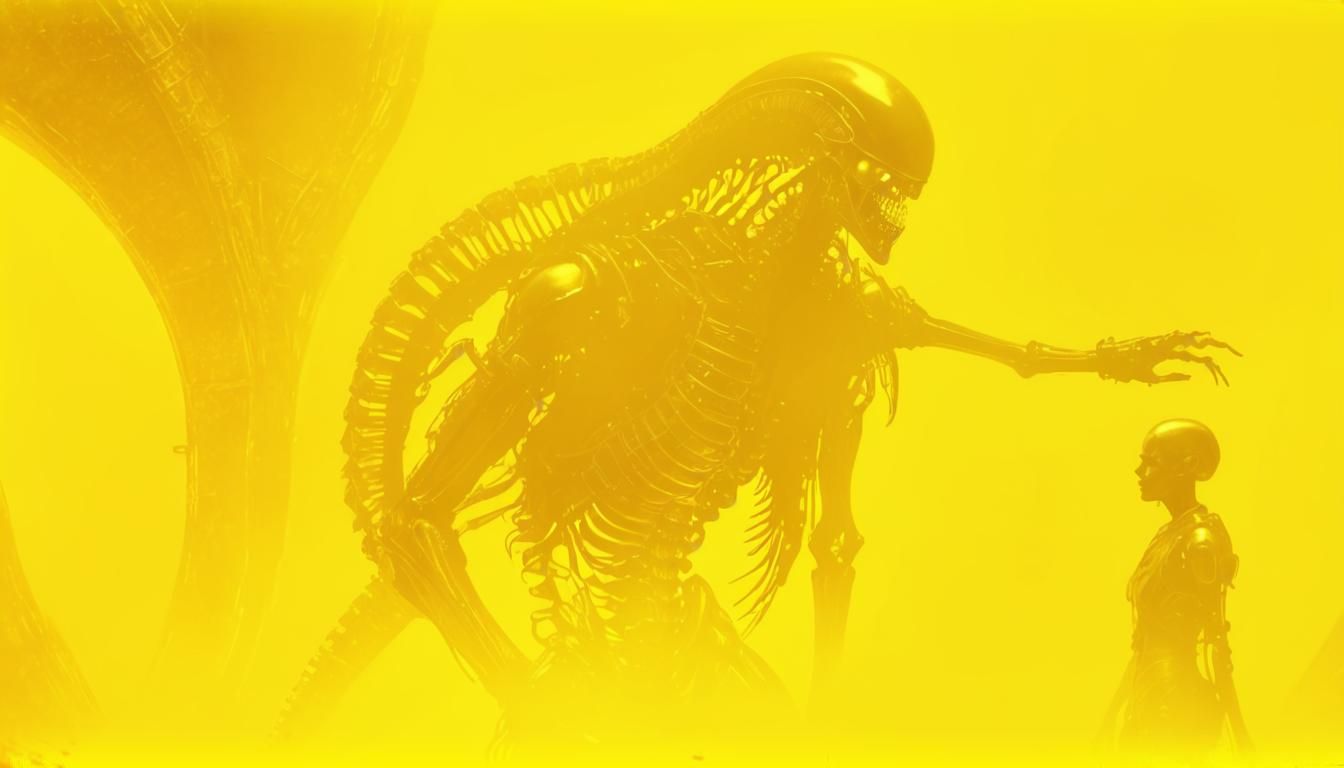 Biomechanical Xenomorph Fusion in Industrial Chamber