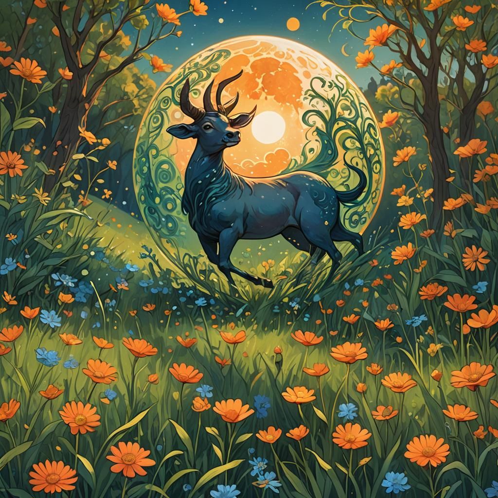 Moon in Taurus: Whimsical Fantasy Concept Art