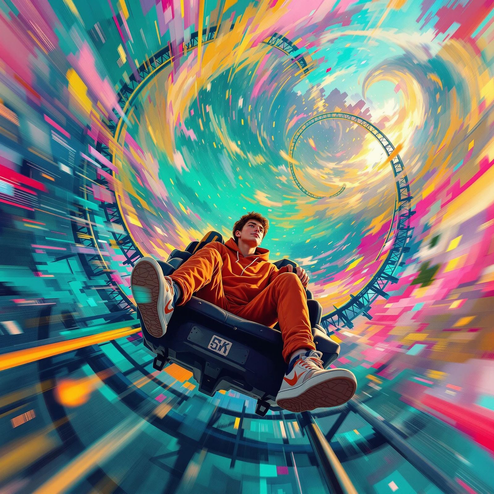 Thrilling Roller Coaster Ride in Vibrant Colors