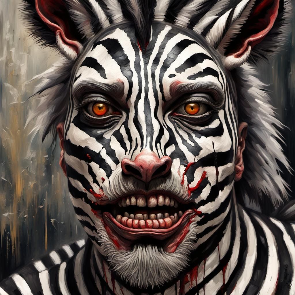 Grotesque Zebra: A Gothic Impressionist Masterpiece