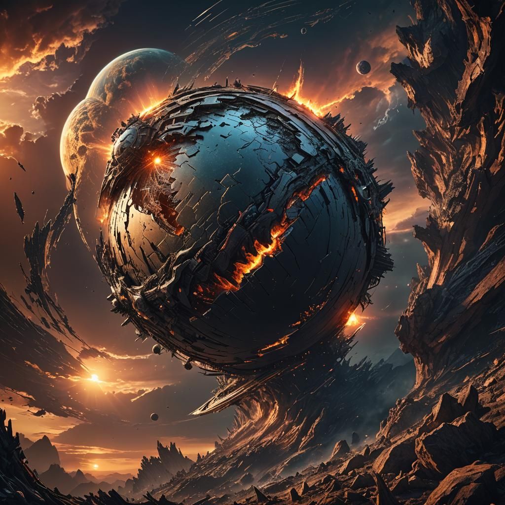 Hyperrealistic Planet Eater at Sunset in HDR