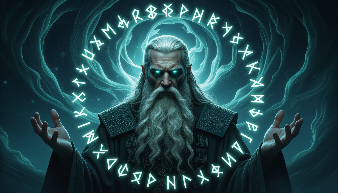 Odin's Cosmic Revelation in Surreal Spiritual Realism