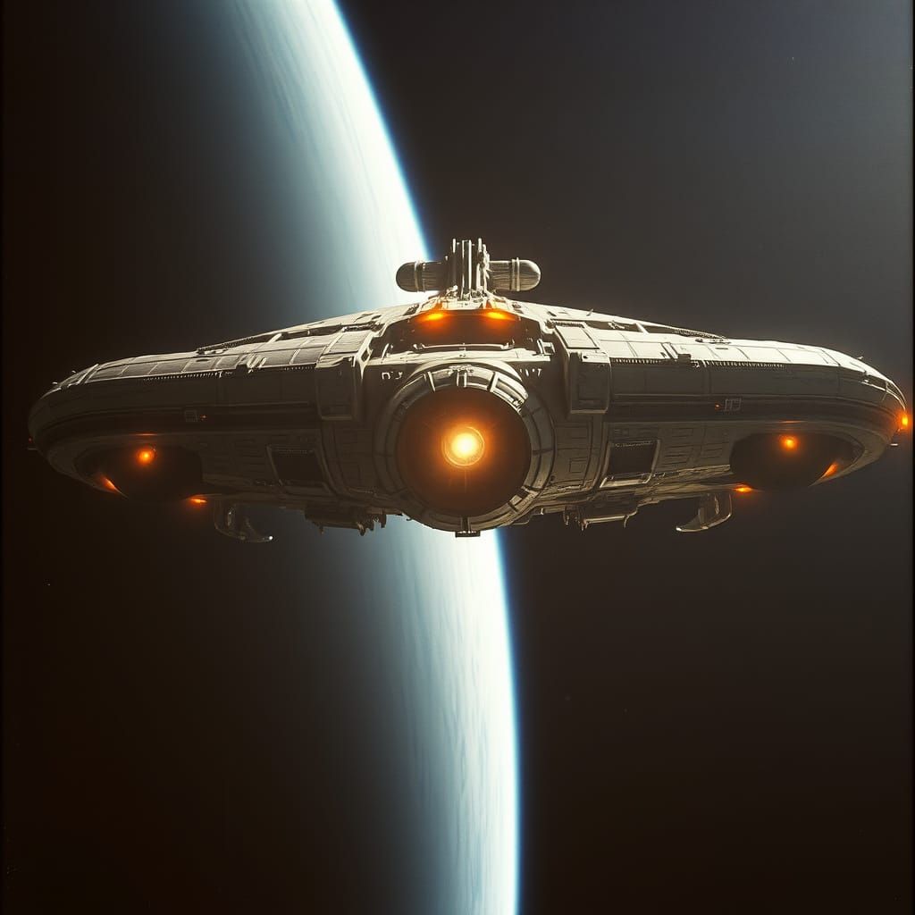 Epic Space Station in Cinematic Film Still Style