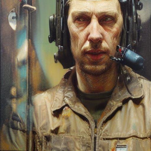 Dieselpunk Stoner Portrait in Oil on Canvas