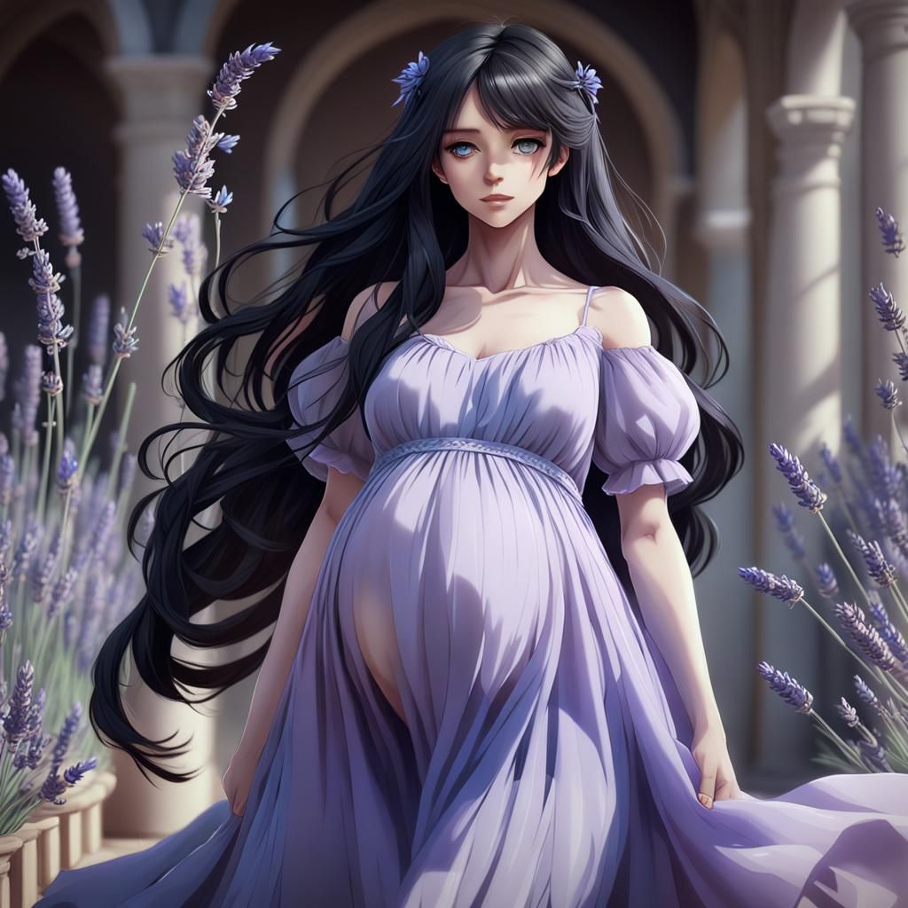 Surreal Anime Goddess in Lavender Attire