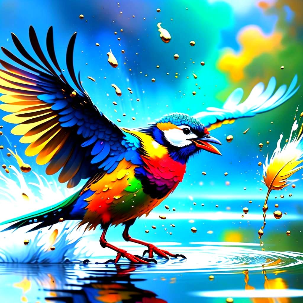 Colorful Bird Art in Impressionistic Style