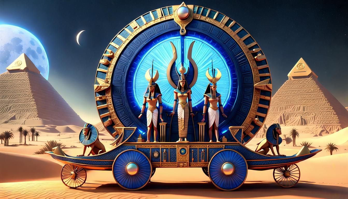 Ancient Egyptian Time Chariot with Gods