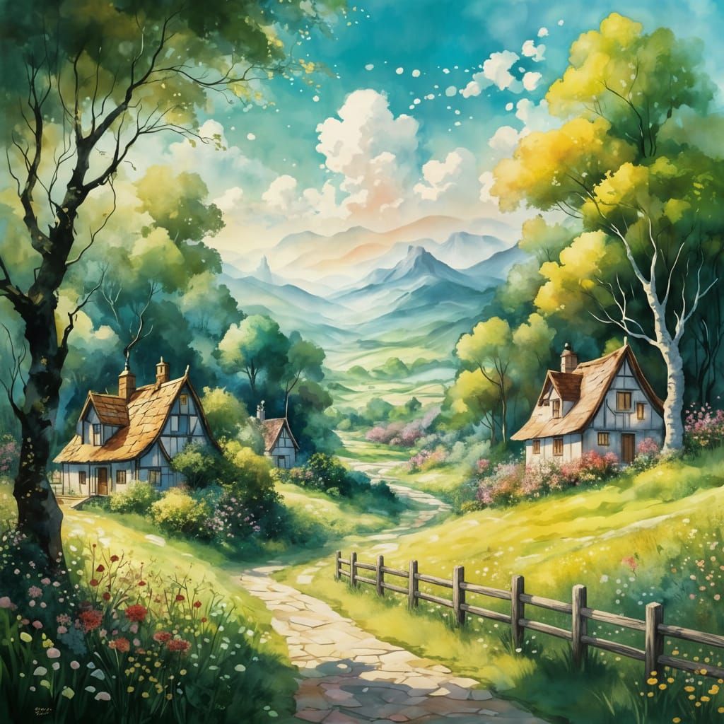 Fairytale Village in Flower Valley, Studio Ghibli Style