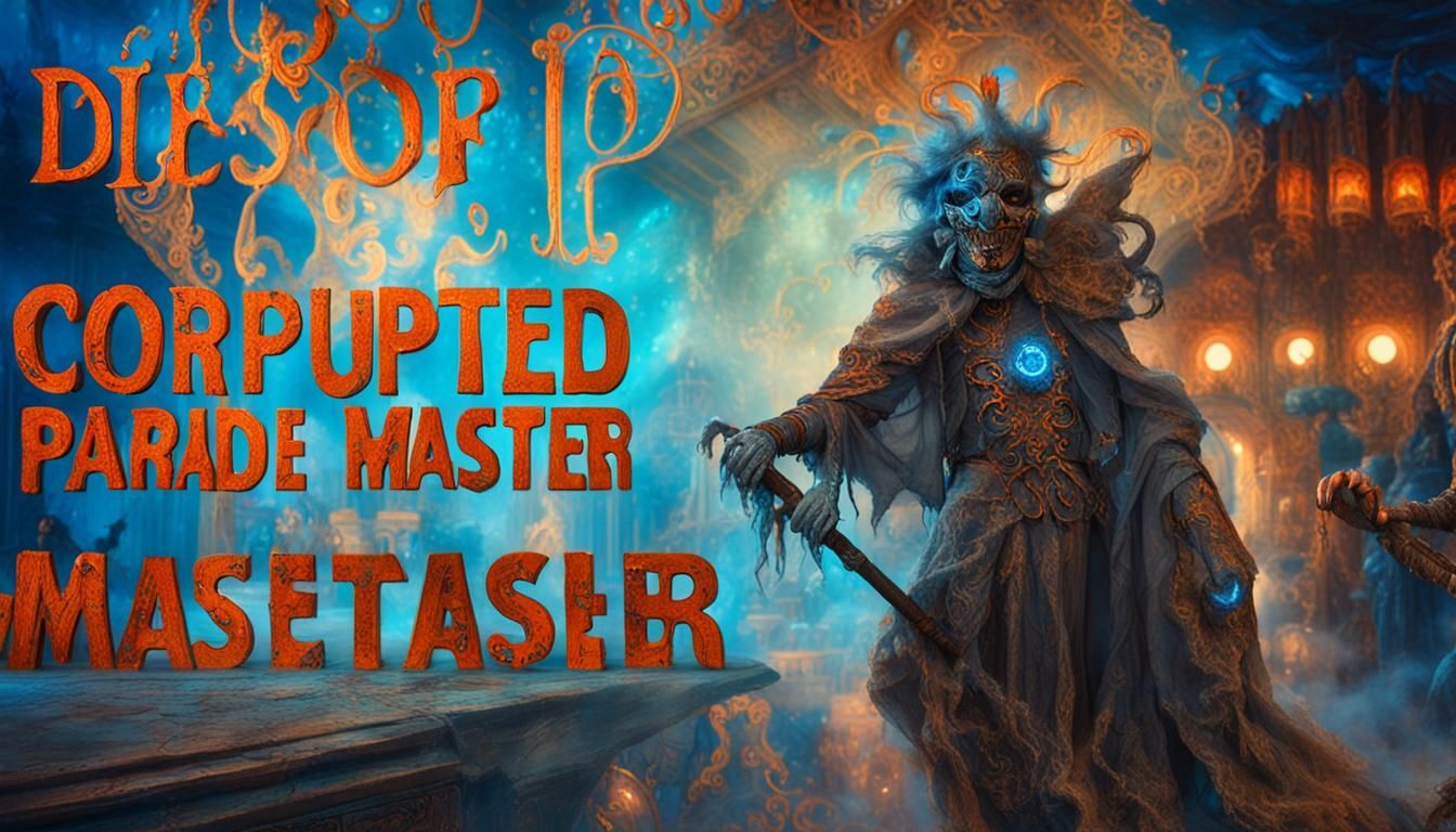 Grotesque Carnival Figure Radiates Eerie Mystique in Deep Bl...