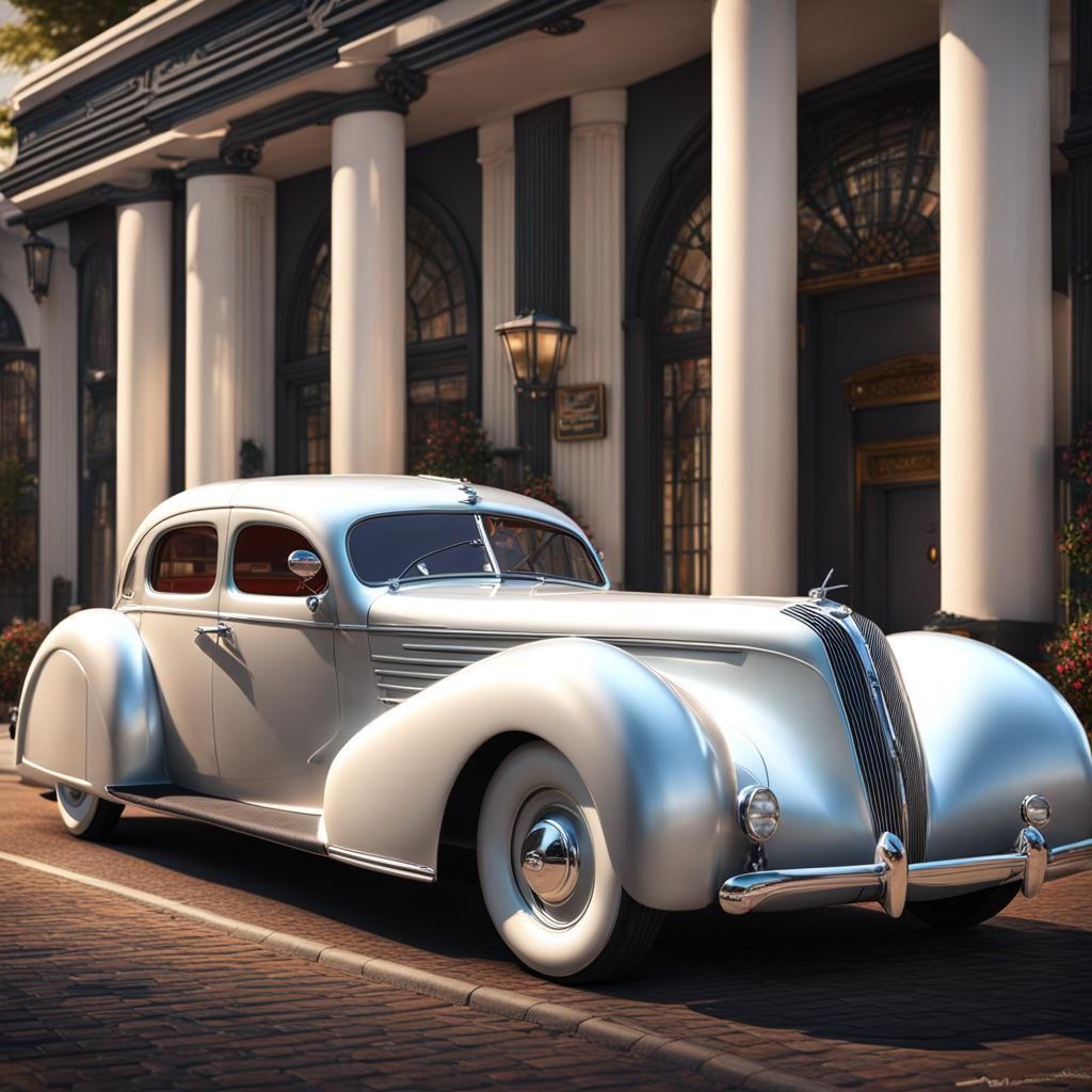 1938 Black Corsair at Retro Gas Station