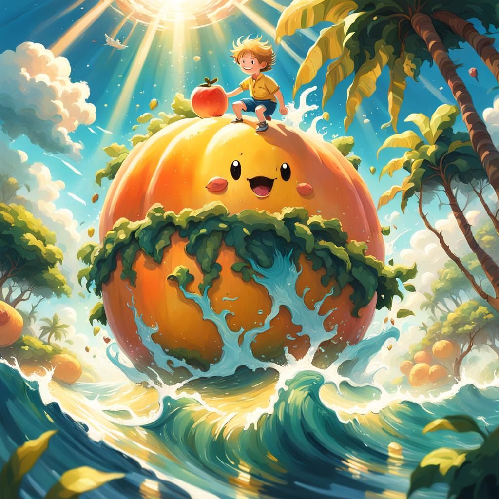 Boy's Atlantic Voyage on a Giant Peach