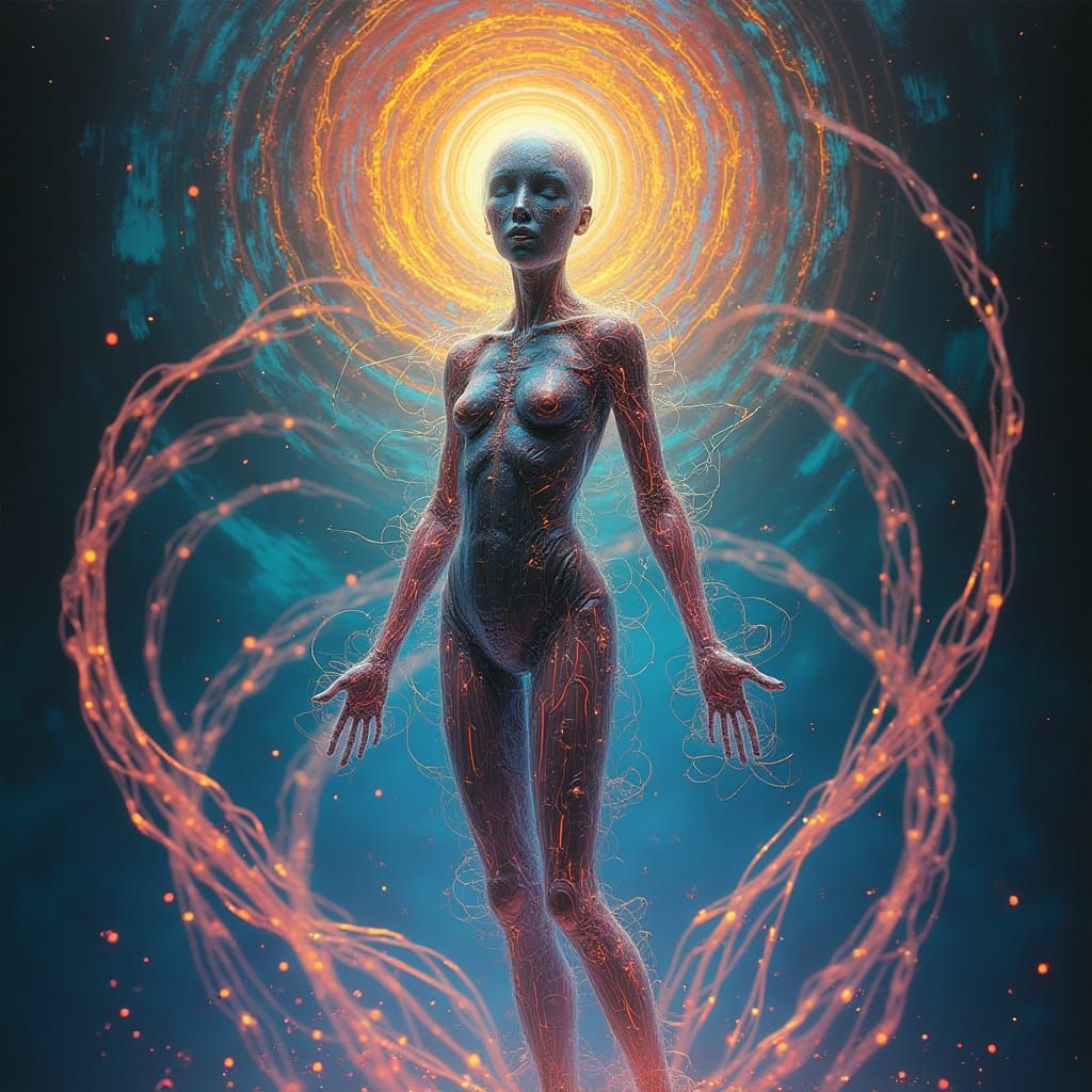 Ethereal Humanoid Radiates Mystical Toroidal Energy