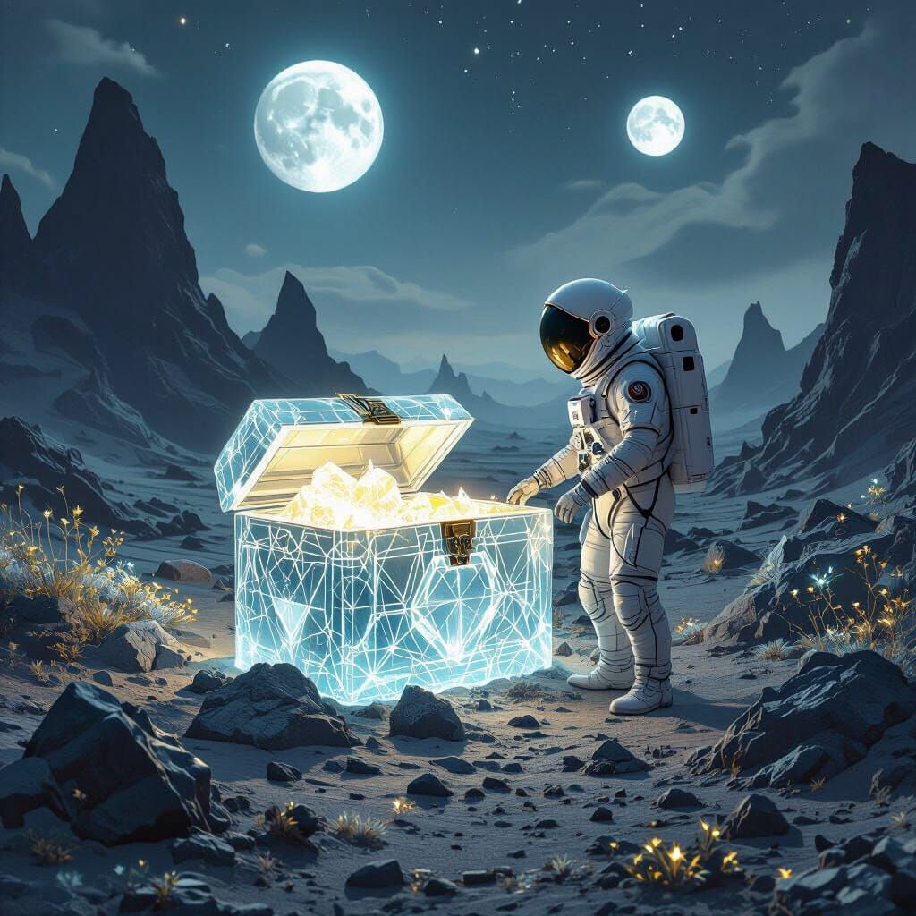 Astronaut Finds Crystalline Treasure on Alien Planet
