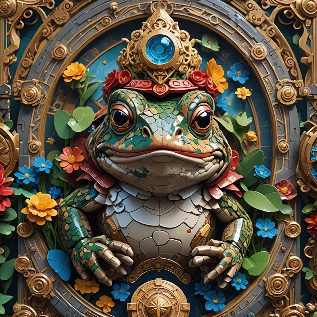 Lego Toad Tarot Card Portrait in Detailed Style