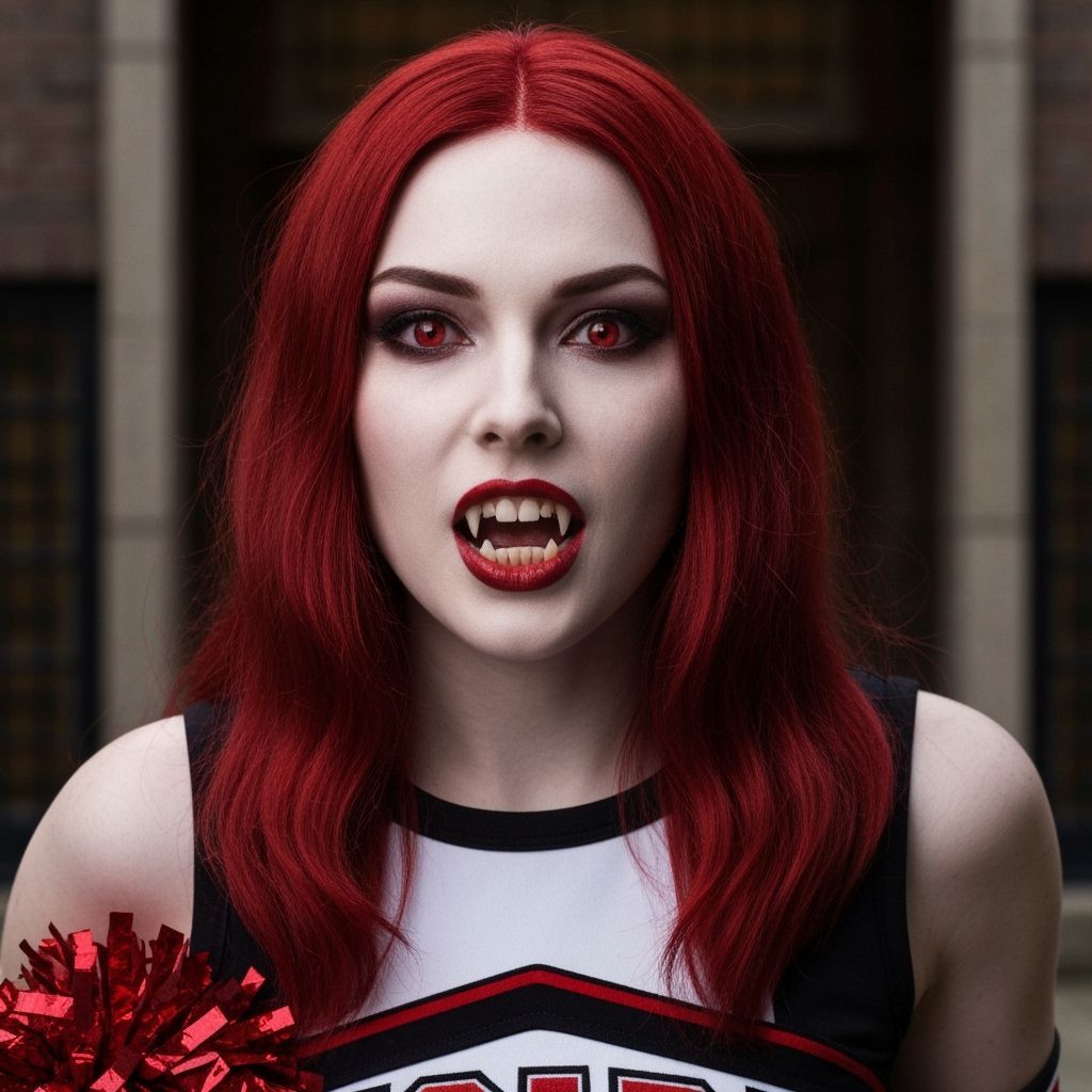 Vampire Cheerleader by College Library in Horror Style