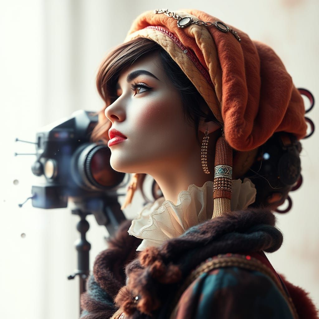 Fashionista Portrait in 2285 Watercolor Style