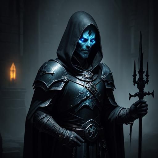 Dark Fantasy Necromancer in Mystical Chamber