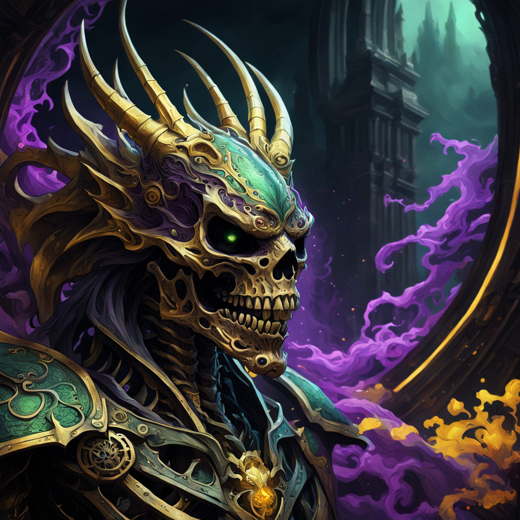 Majestic Skeleton Dragon in Dark Fantasy Realism Style