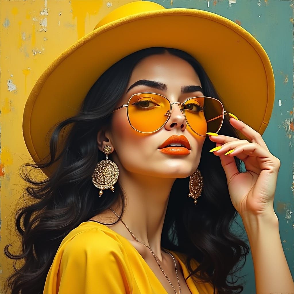 Woman in Yellow Hat, Expressionist Impasto Painting