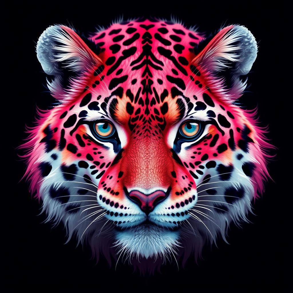 Fractal Snow Leopard in Sacred Geometry Style