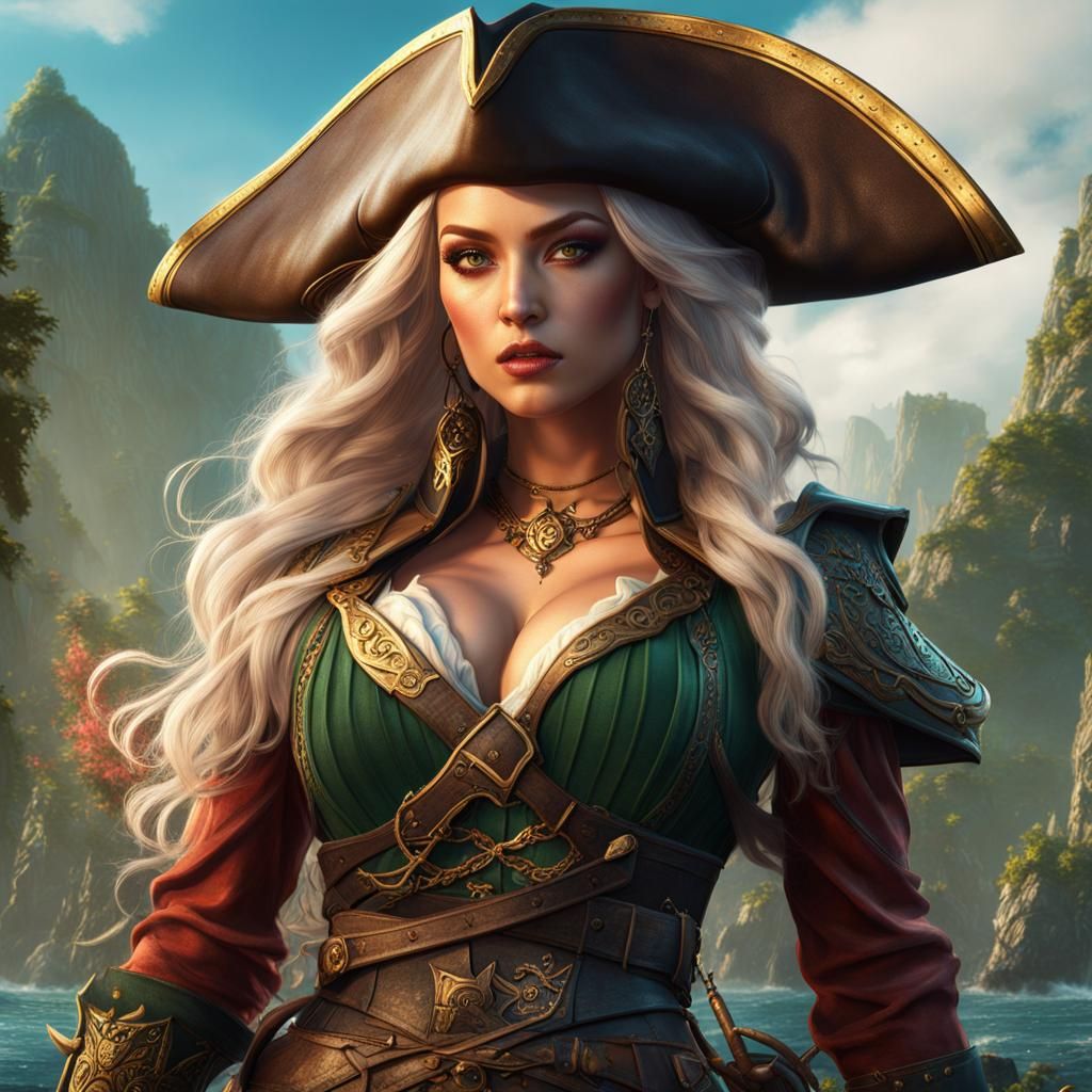 Voluptuous Elven Pirate Concept Art in 8k