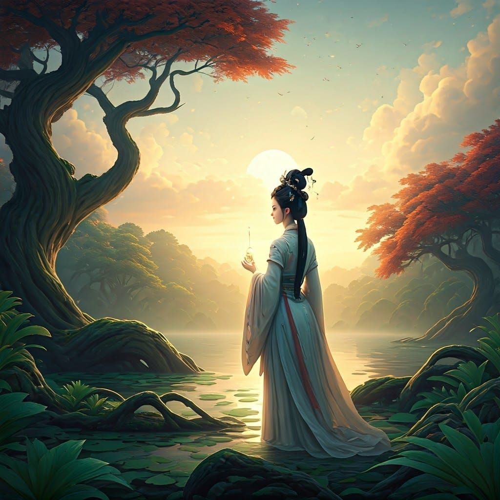 Chang'e Reaching for the Elixir of Immortality