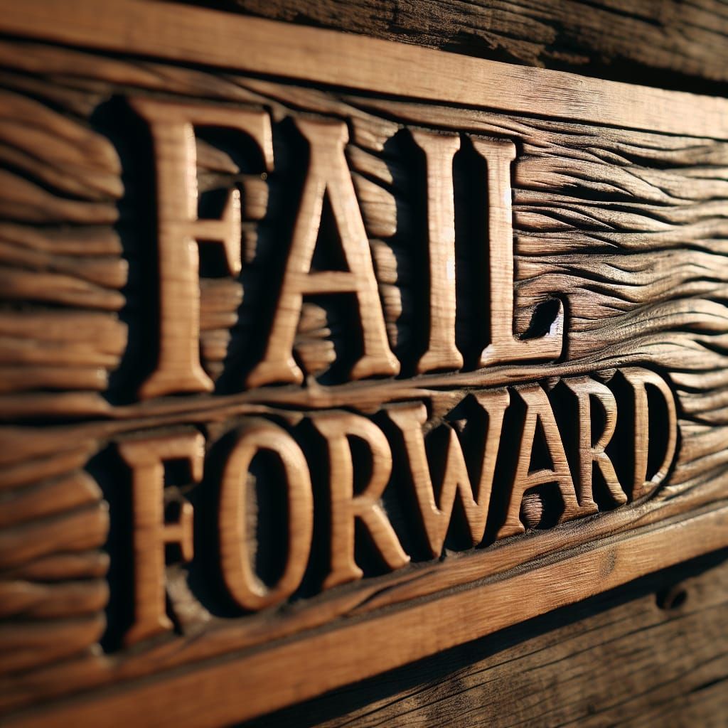 Rustic Carved Sign: Fail Forward