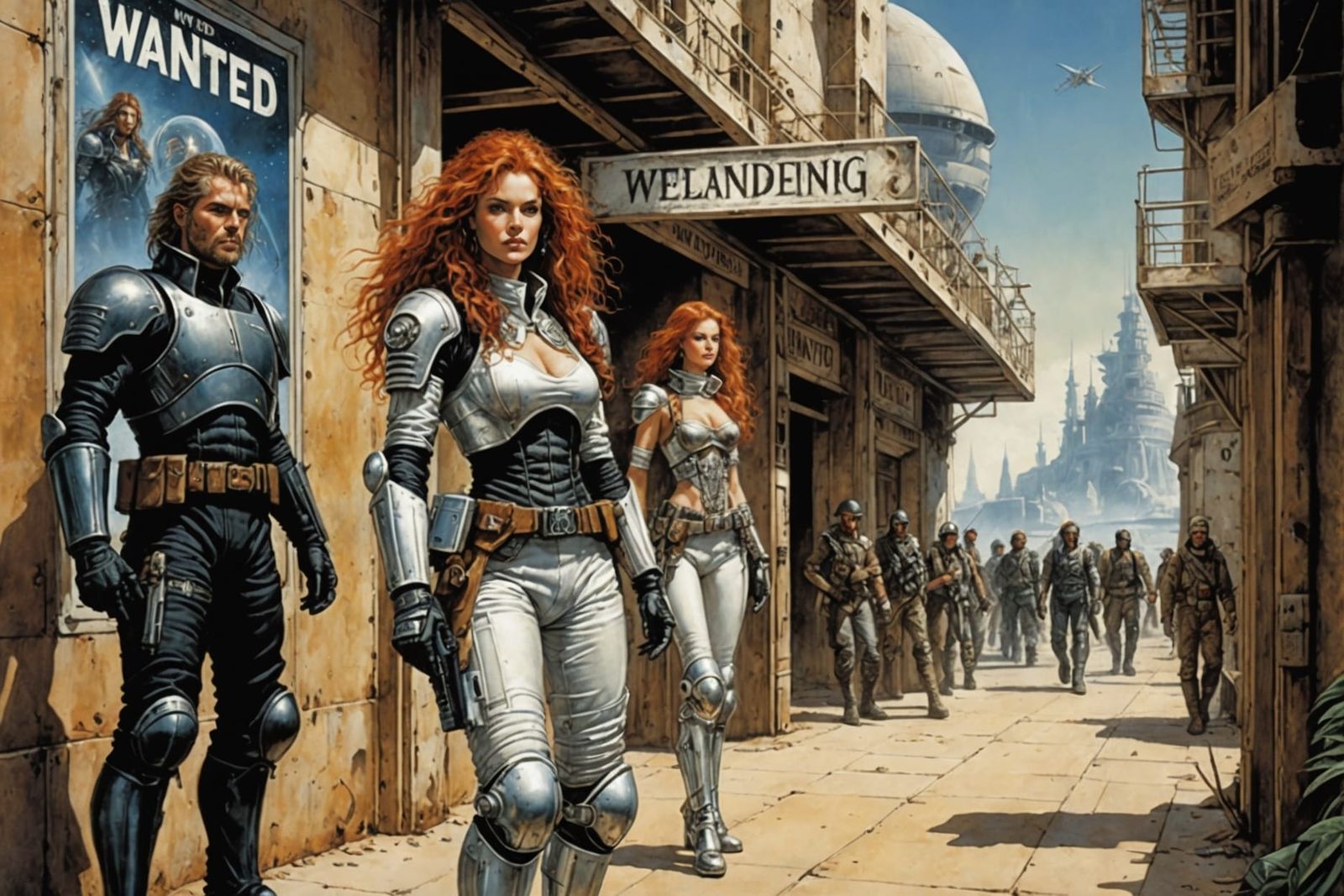 Wanted: Red-Haired Space Pirate in Comic Book Style