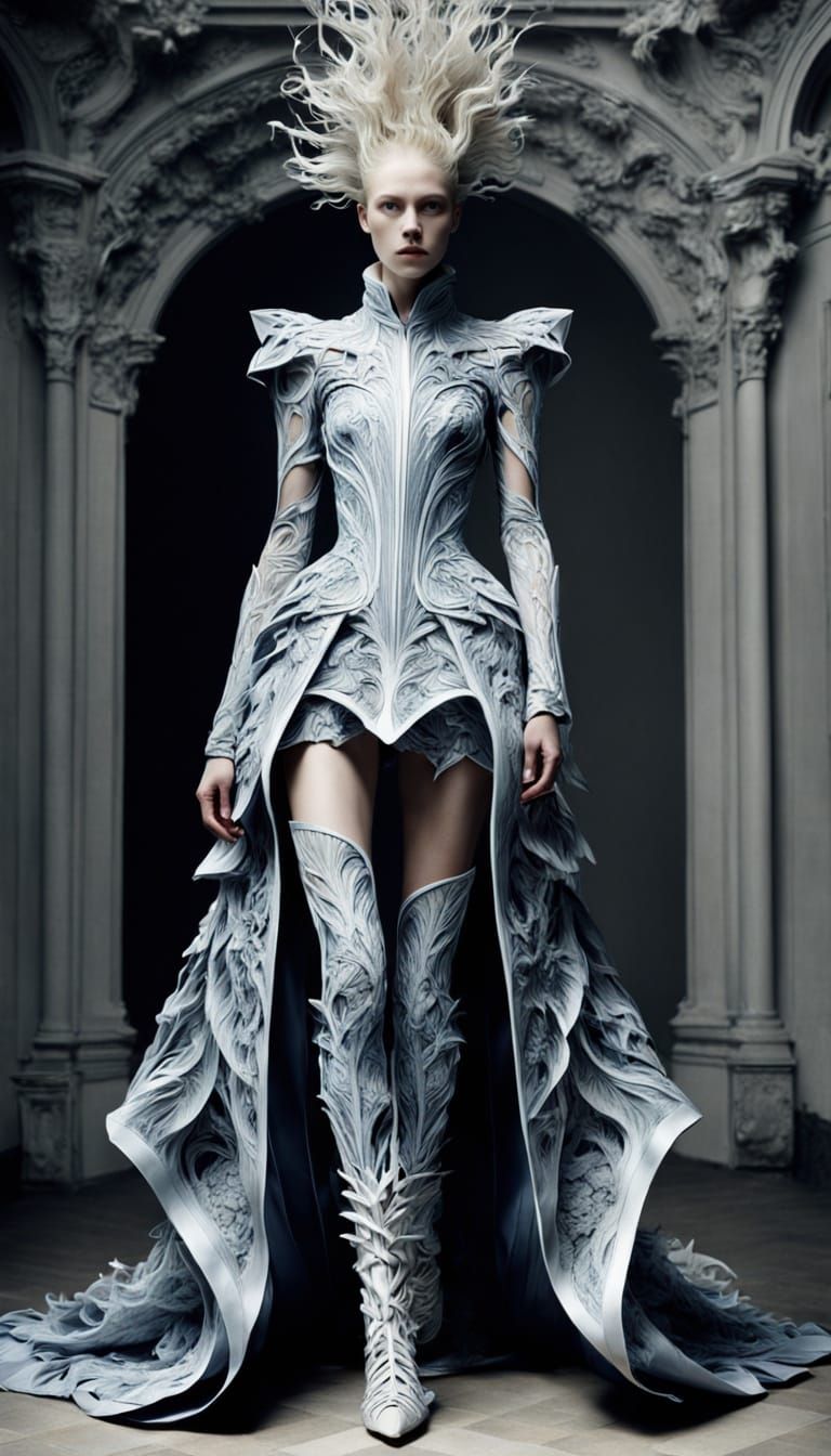 Baroque Fashion Figure with Lightning Effects