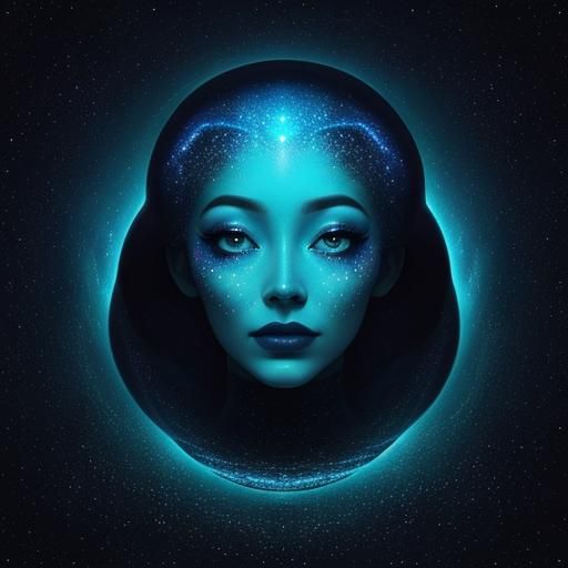 Cosmic Surrealism: Woman in a Sea of Stars